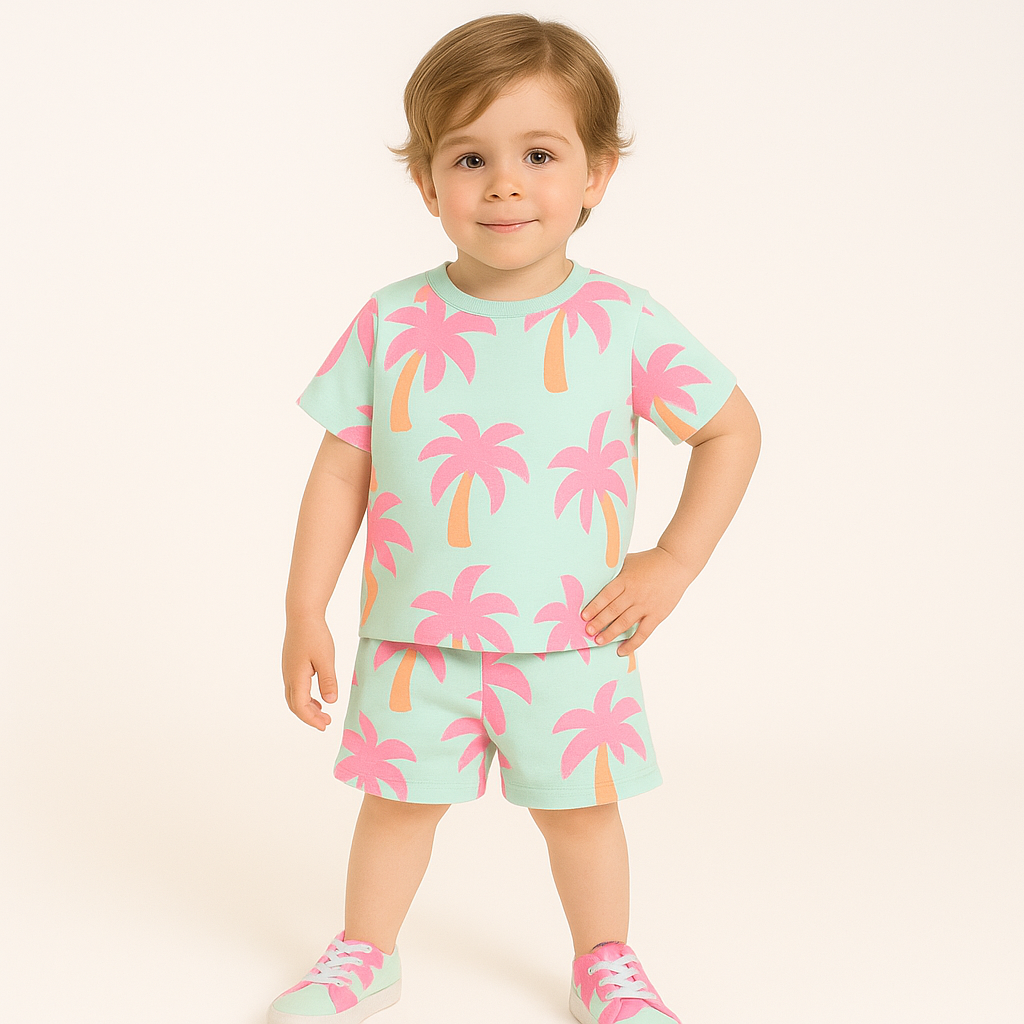 Pink Nariyeli Kids Boys Tshirt - Short Set .