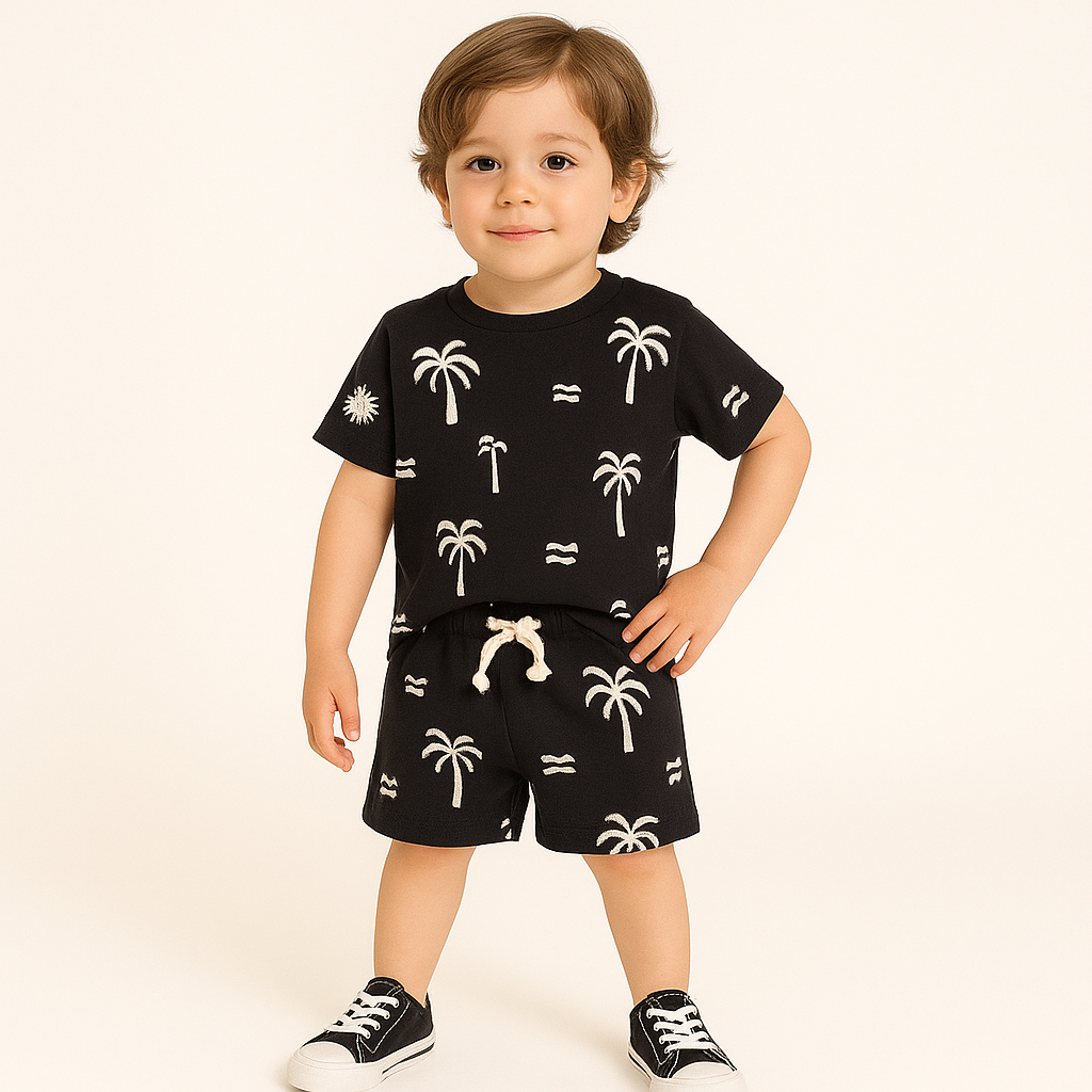 Black Nariyeli Kids Boys Top - Bottom Set .