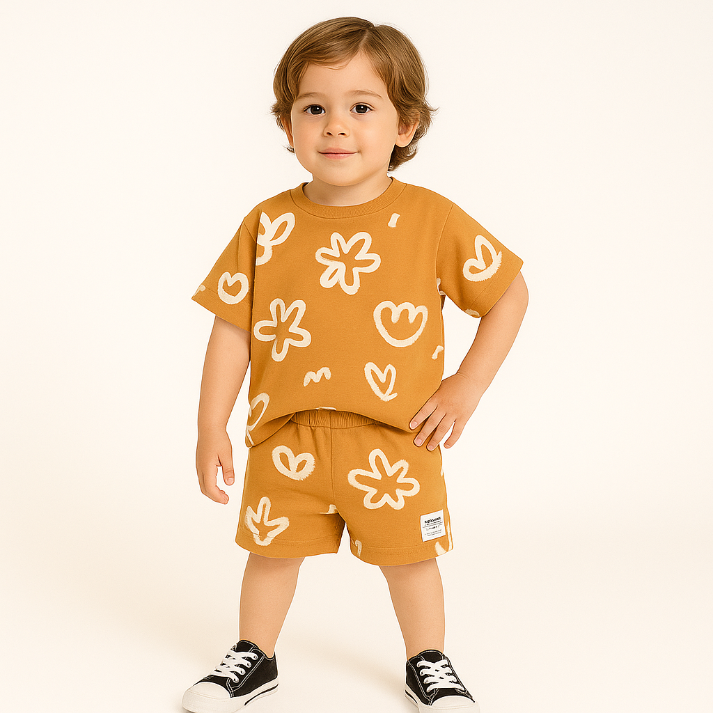 Orange Fool Kids Boys Shorts Set .