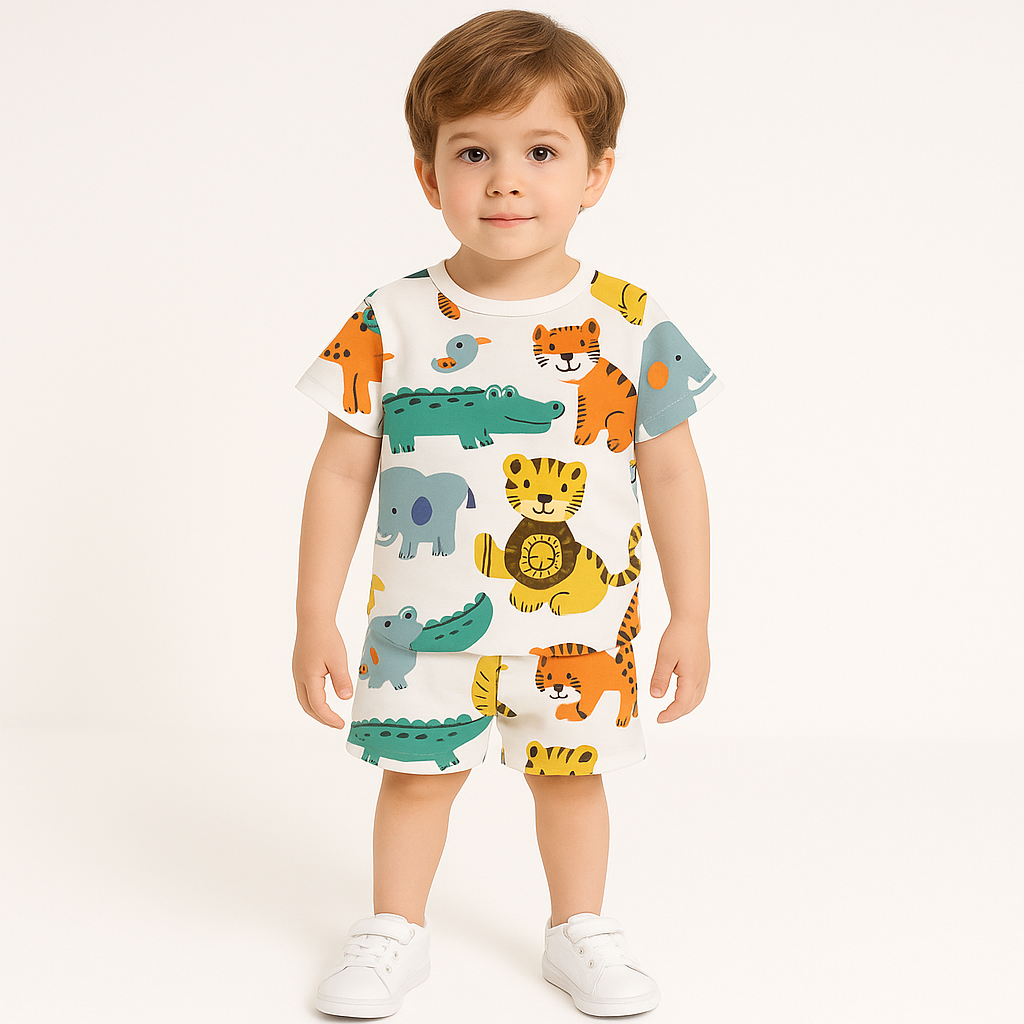 Crazy Animal Kids Boys Top - Bottom Set .