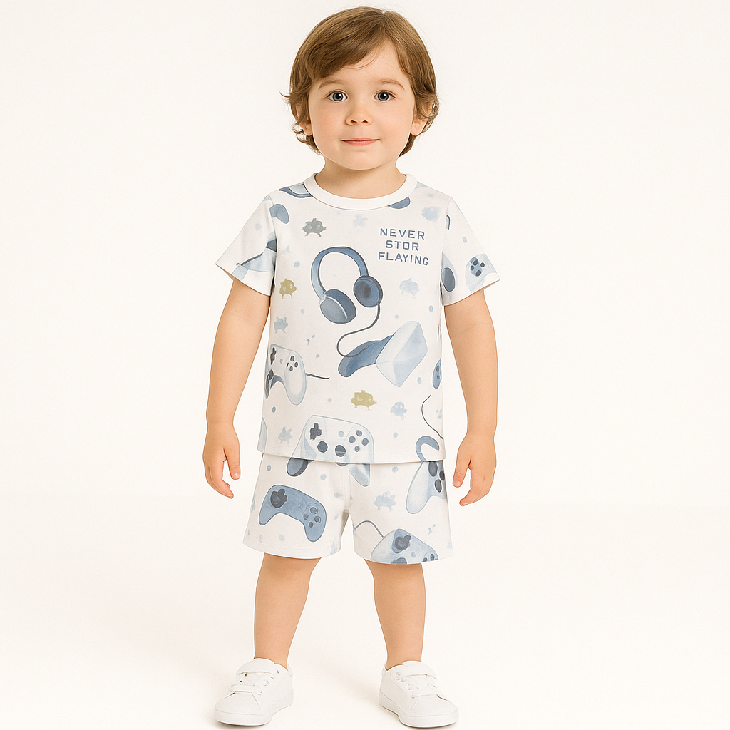 White Games Kids Boy Short Set .