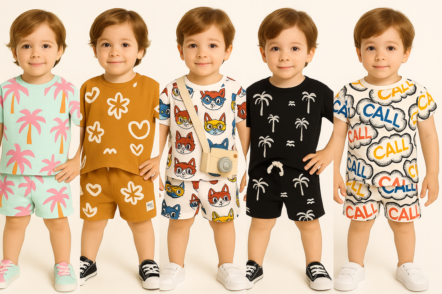 KIDS PINK NARIYELI , YELLOW FOOL , BILLI , BLACK NARIYELI , CALL CORD - SET ( COMBO PACK OF 5 )