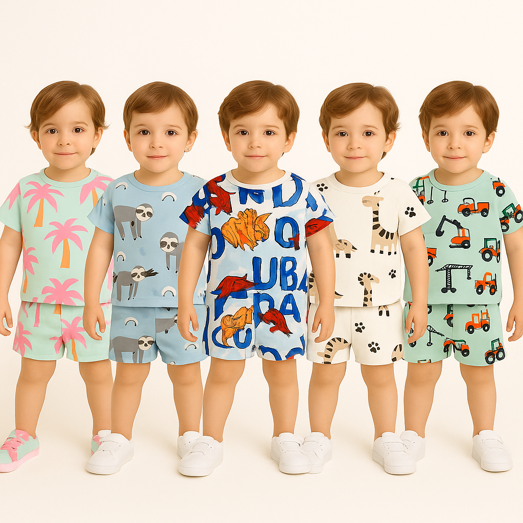 KIDS PINK NARIYELI ,SKY MONEKY , DINOSUARE , GIRAFF , SKY GADI  CORD - SET ( COMBO PACK OF 5 )