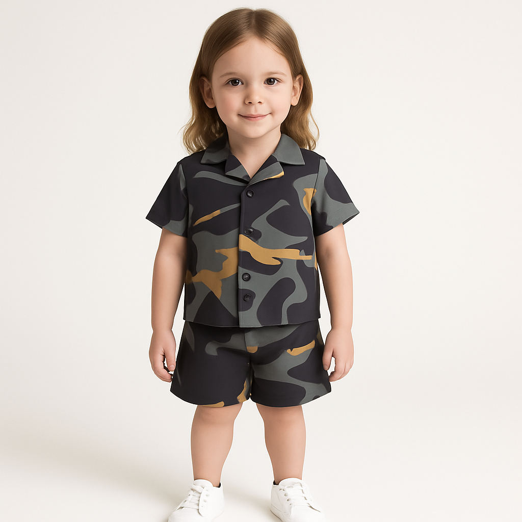 Black-Gray Leaf Unisex Stylish Co-rd Set .