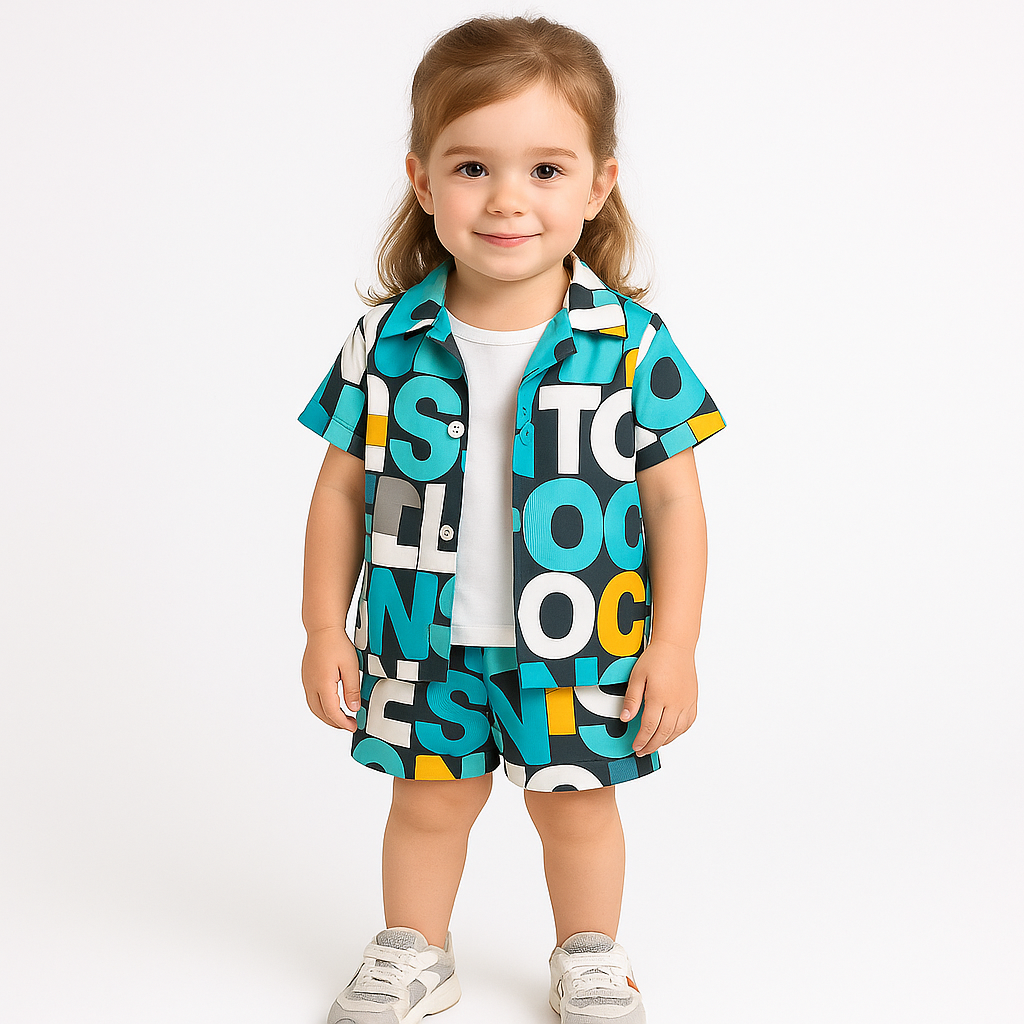 Unique Black Radium ABCD Letter Unisex Co-rd Set .