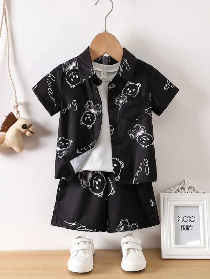 Beautiful Black Bear Unisex Short - Set .
